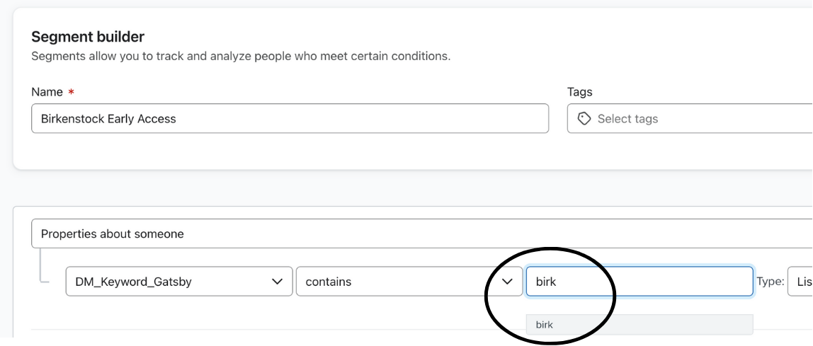 Birk keyword for segment