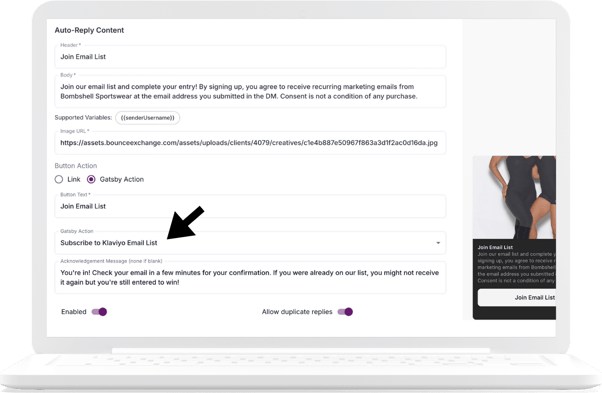 Bombshell Sportswear Email Capture Gatsby setup