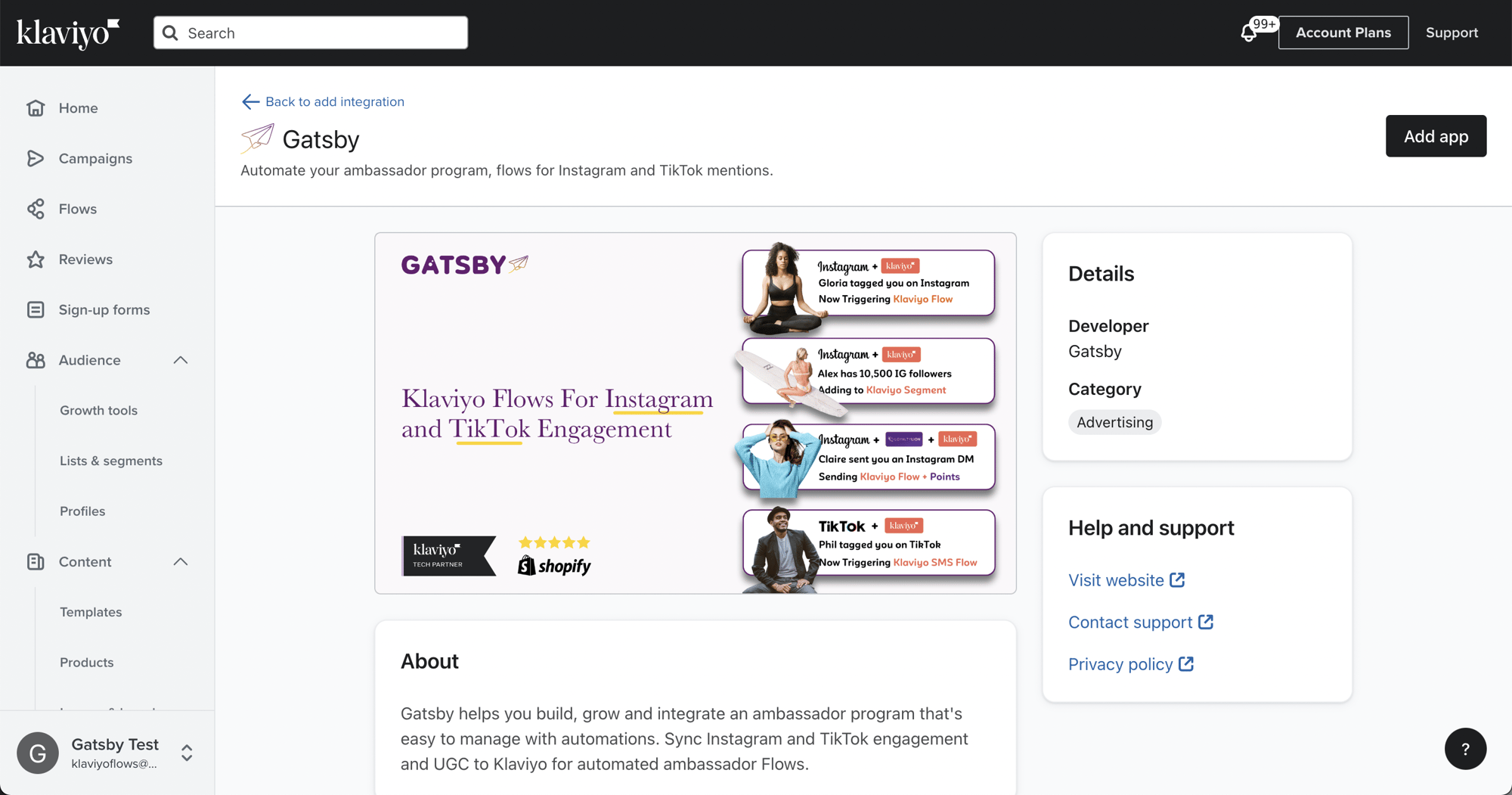 Gatsby App Listing Klaviyo Gatsby App Listing Klaviyo