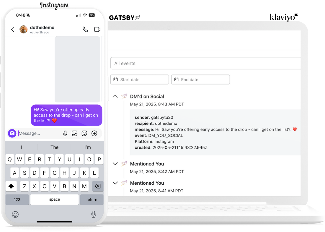 Gatsby Klaviyo DMd on Social Graphic 1