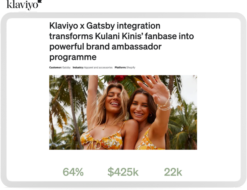 Kulani Kinis Gatsby Klaviyo Case Study Image