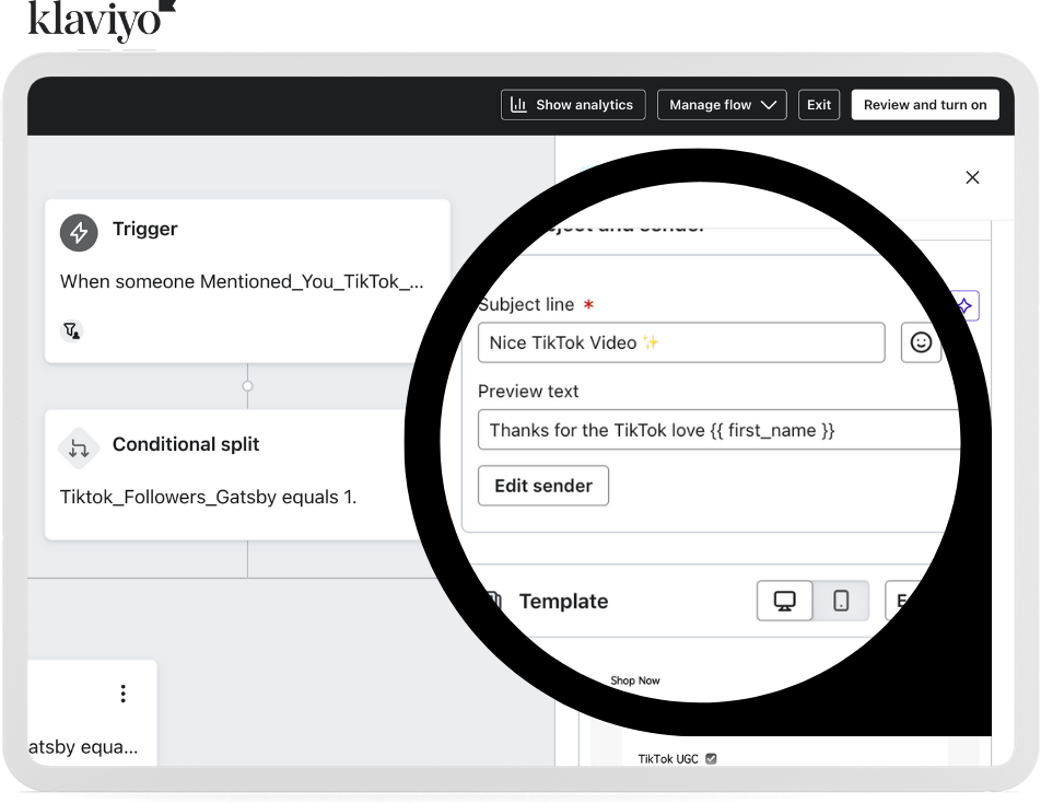 Klaviyo Flow TikTok UGC