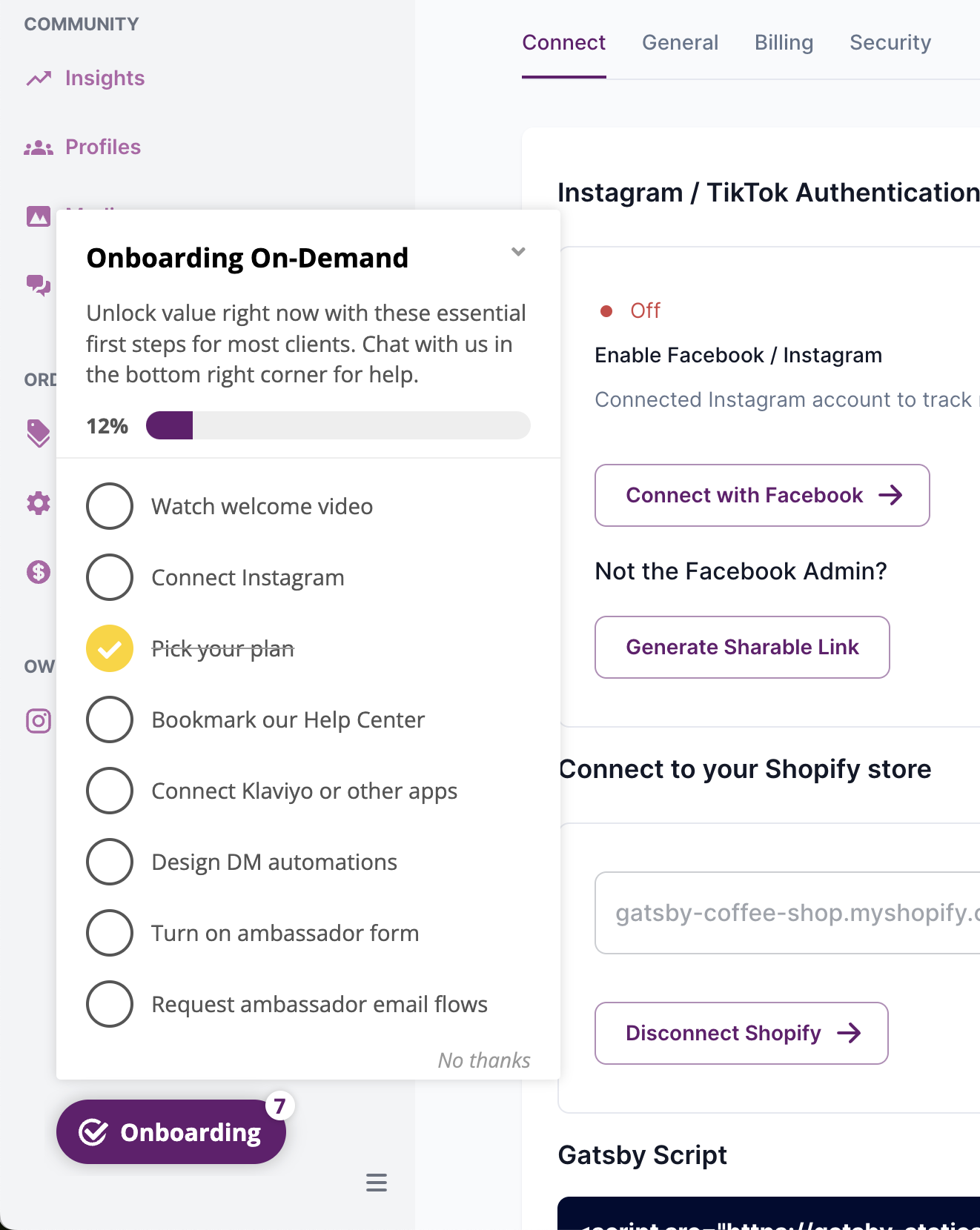 Gatsby in app checklist Gatsby in app checklist